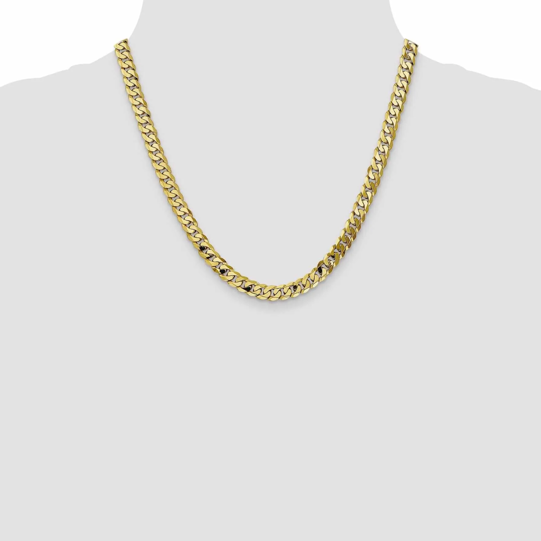 10k Yellow Gold 7.25mm Flat Beveled Curb Chain