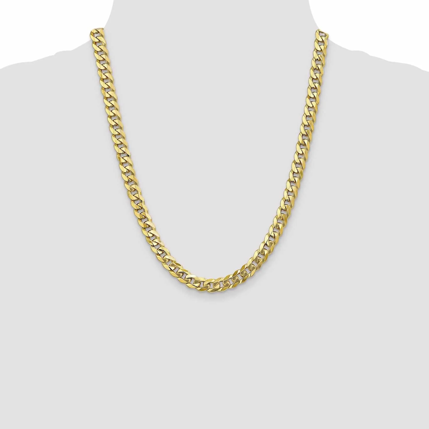 10k Yellow Gold 8mm Flat Beveled Curb Chain
