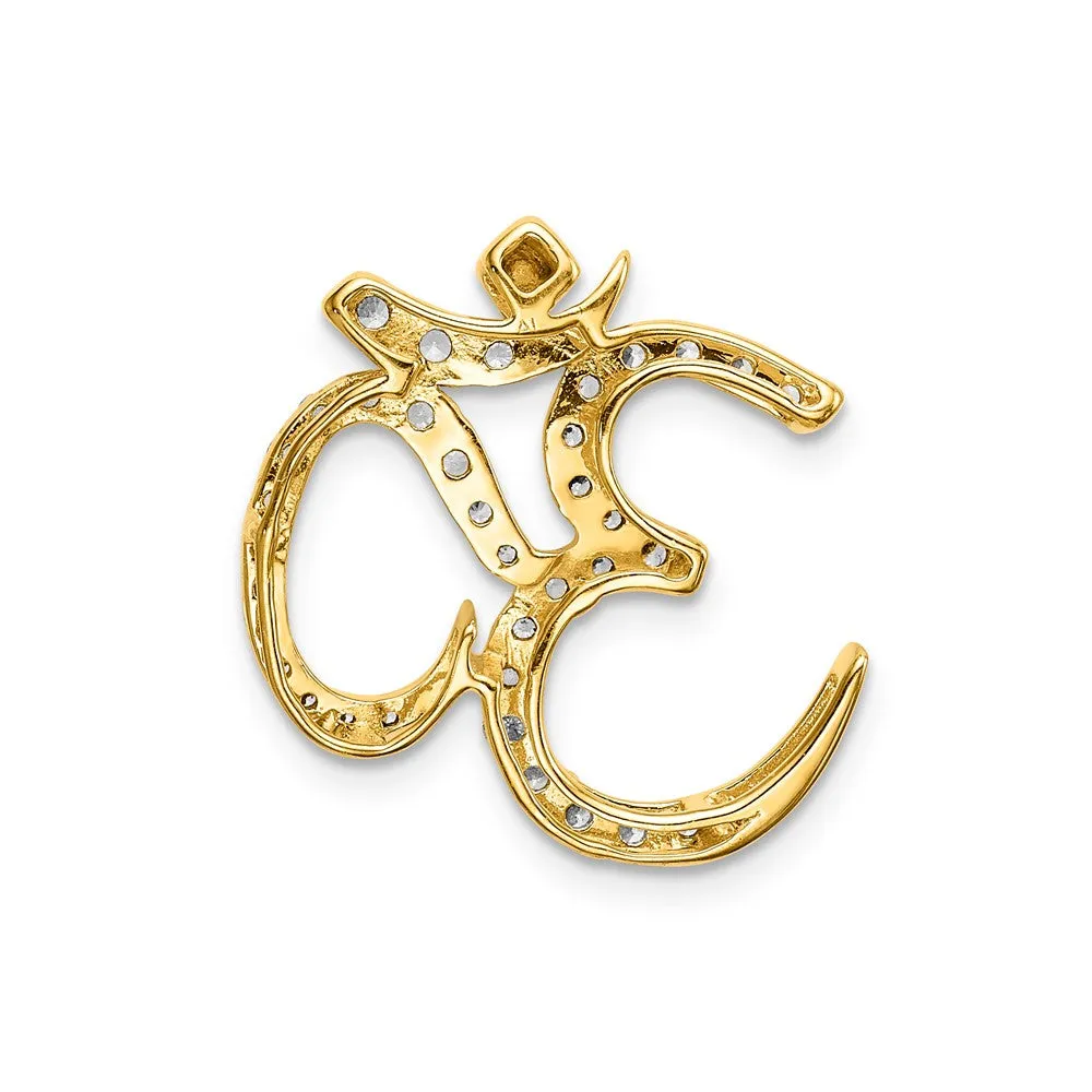 14k 3/8ct. Diamond Om Chain Slide