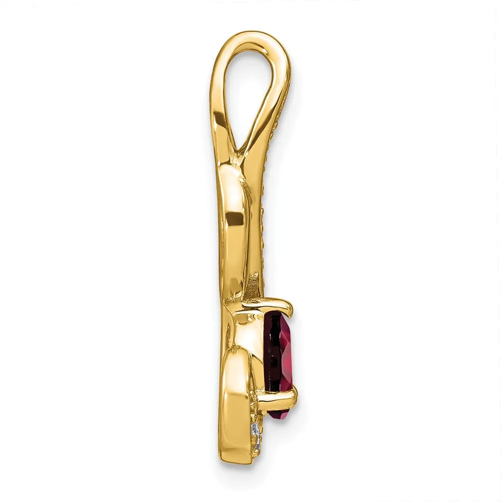 14k Garnet and Diamond Swirl Pendant