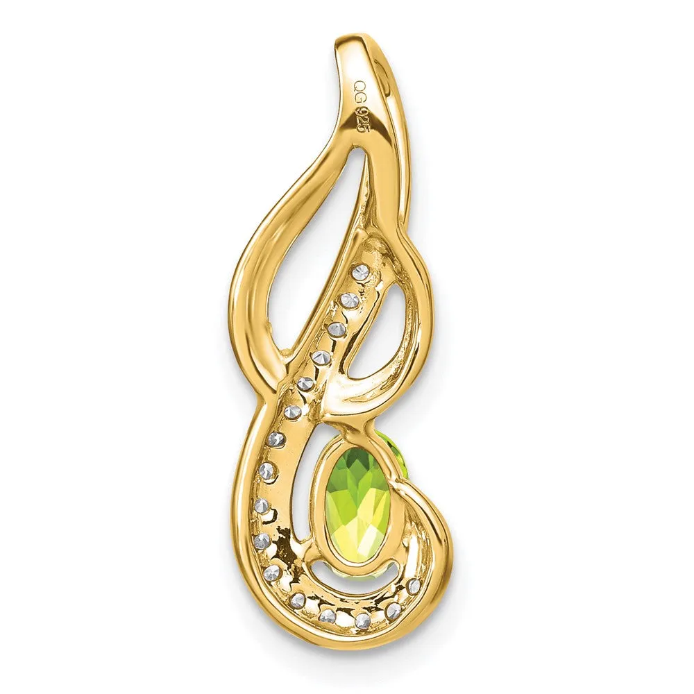 14k Peridot and Diamond Swirl Pendant