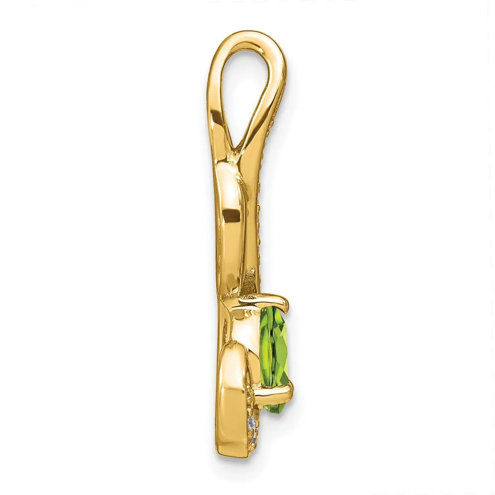 14k Peridot and Diamond Swirl Pendant