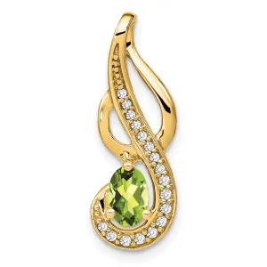 14k Peridot and Diamond Swirl Pendant