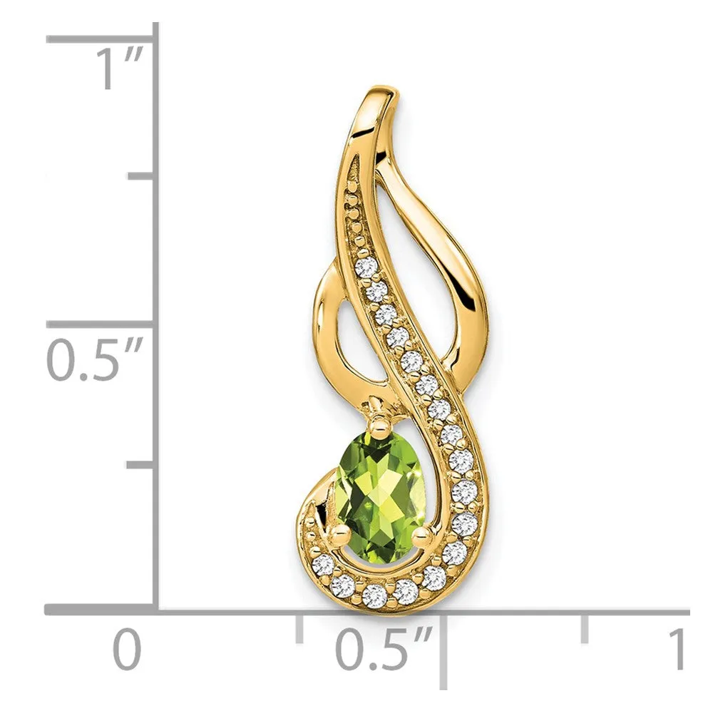 14k Peridot and Diamond Swirl Pendant