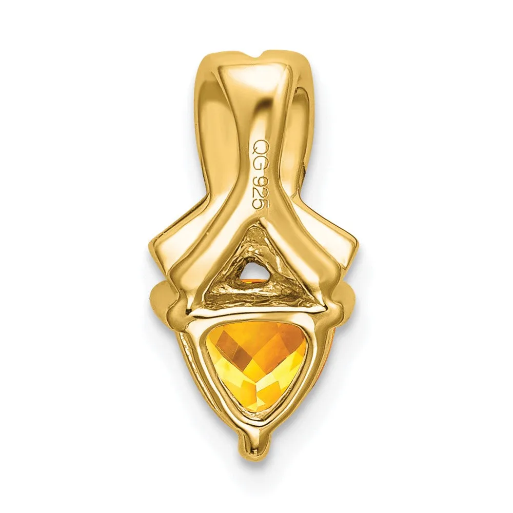 14k Trillion Citrine and Diamond Pendant