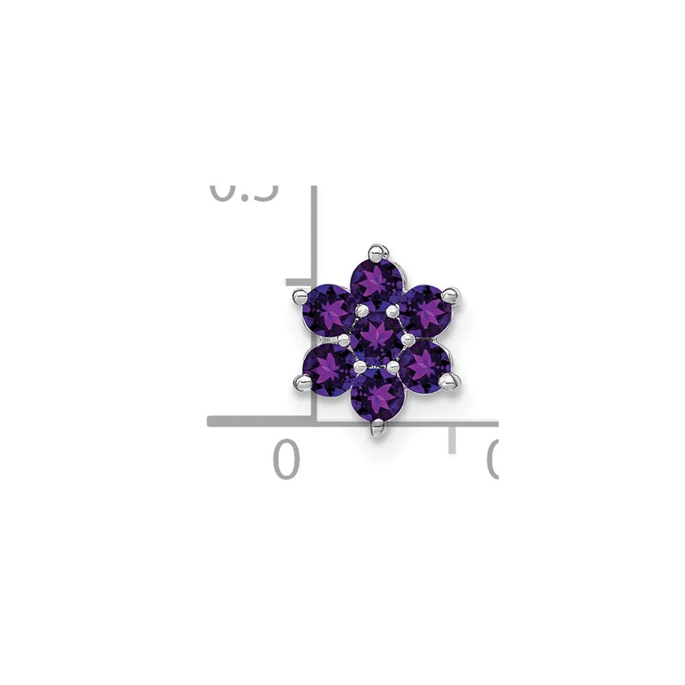 14k White Gold Amethyst Floral Chain Slide