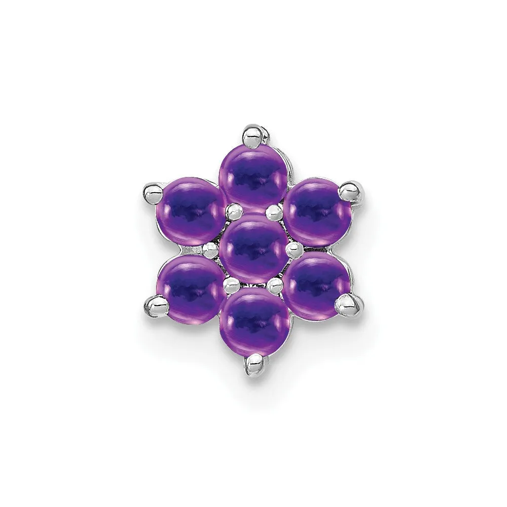 14k White Gold Amethyst Floral Chain Slide