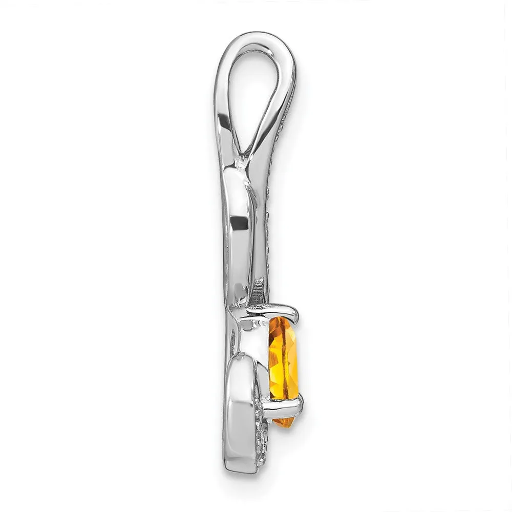 14k White Gold Citrine and Diamond Swirl Pendant