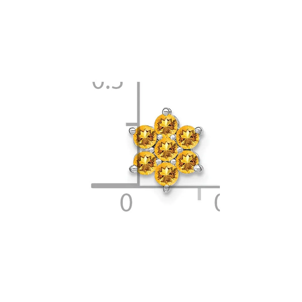 14k White Gold Citrine Floral Chain Slide