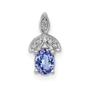 14k White Gold Diamond and .45 Tanzanite Chain Slide
