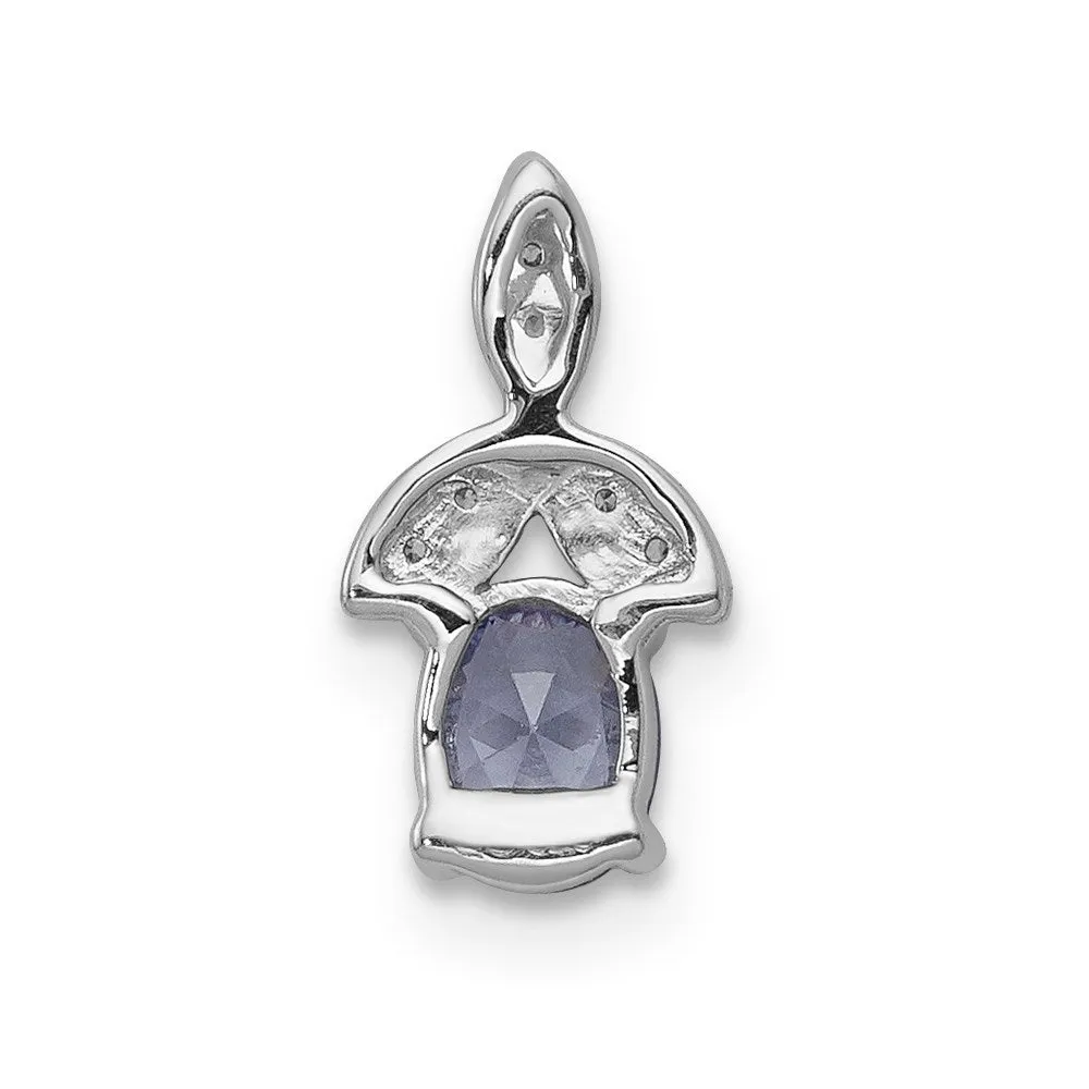 14k White Gold Diamond and .45 Tanzanite Chain Slide