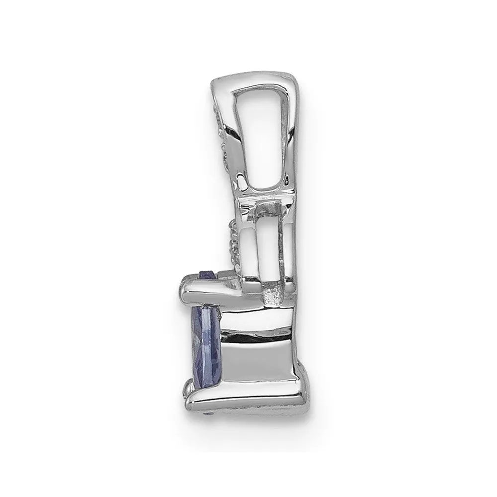 14k White Gold Diamond and .45 Tanzanite Chain Slide