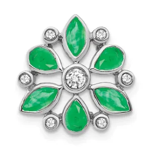 14k White Gold Emerald and Diamond Chain Slide