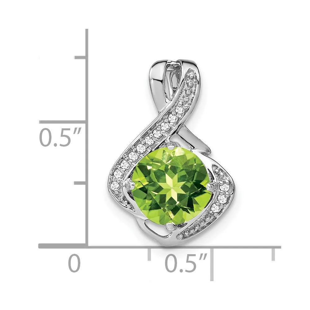 14k White Gold Peridot and Diamond Pendant