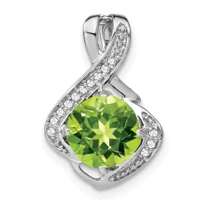 14k White Gold Peridot and Diamond Pendant