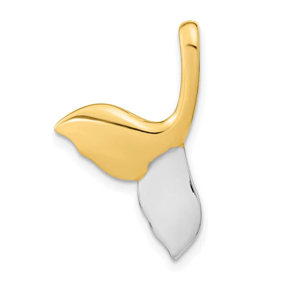 14K w/White Rhodium Polished Whale Tail Slide