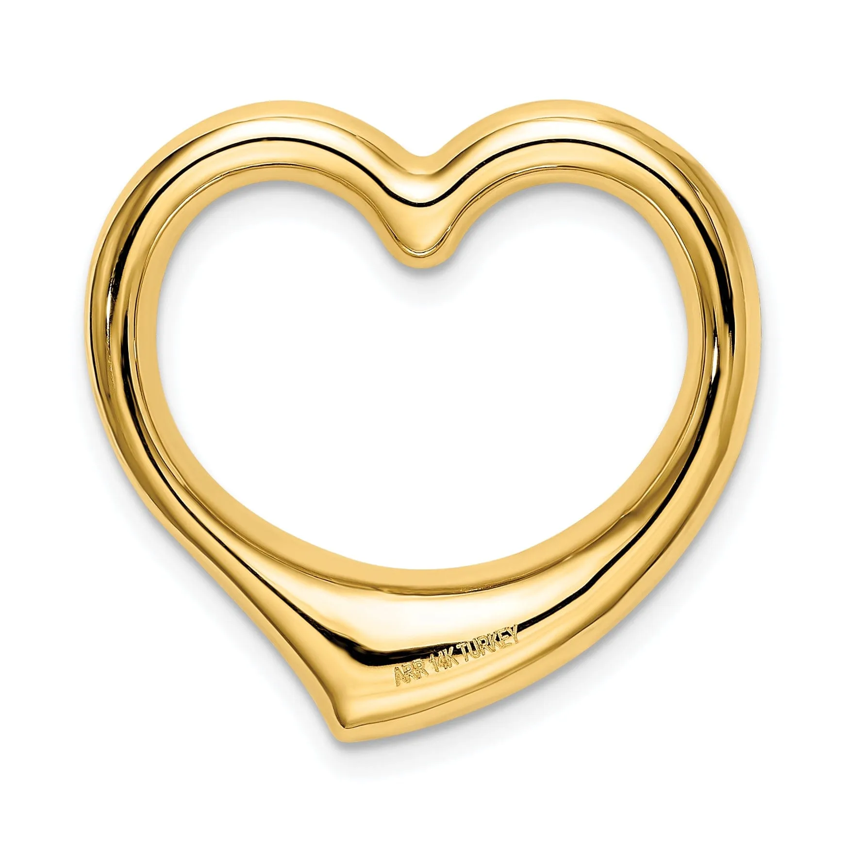 14k Yellow Gold Heart Hollow Pendant Slide