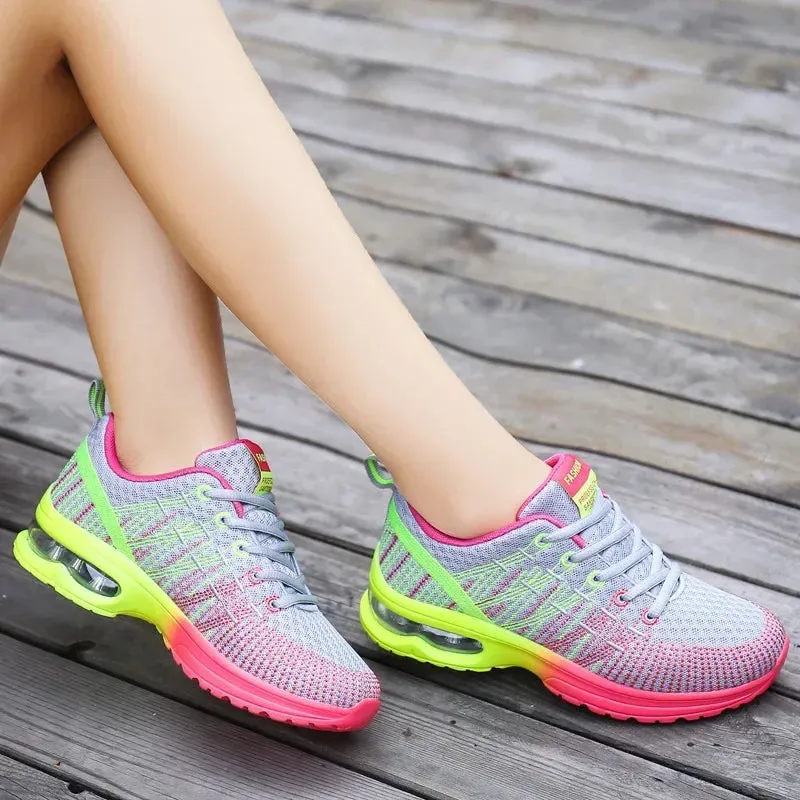 2025 New Casual Sneakers Women Mesh Breathable Tennis Shoes Comfort Air Cushion Running Shoe Ladies Outdoor Women Sport Footwear