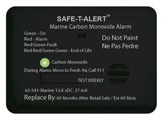 62 Series Carbon Monoxide Alarm - 12V - 62-541-Marine - Surface Mount - Black