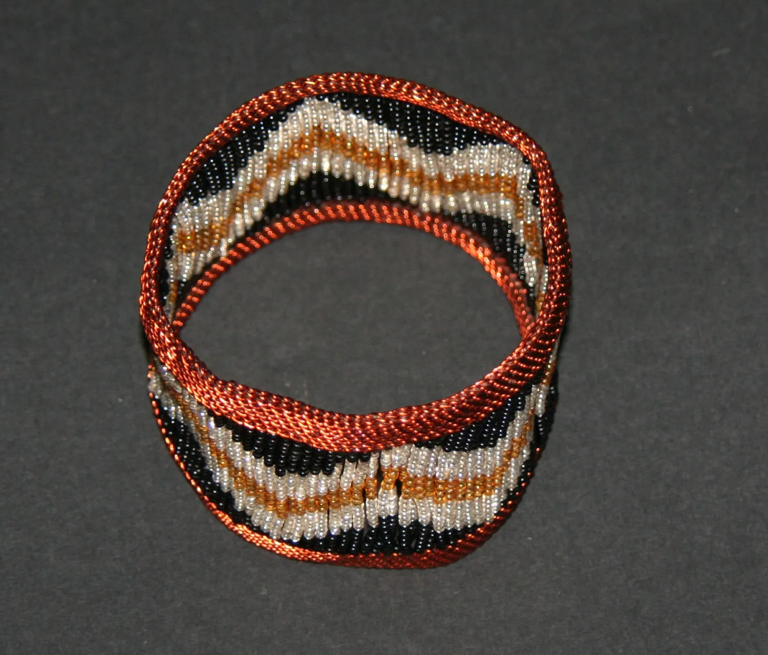 African Bead Wire Bracelet Copper Black Silver Gold