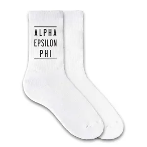 Alpha Epsilon Phi Sorority Crew Socks