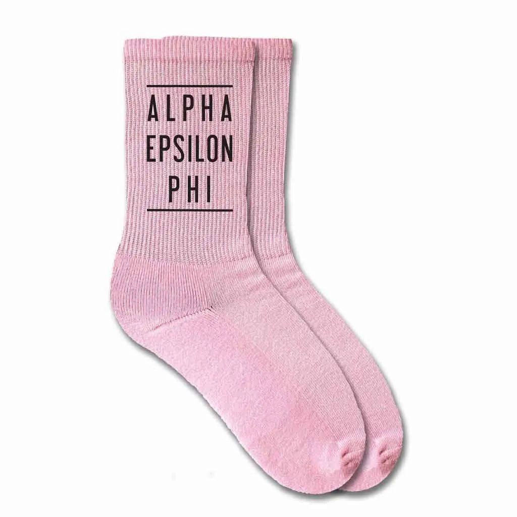 Alpha Epsilon Phi Sorority Crew Socks