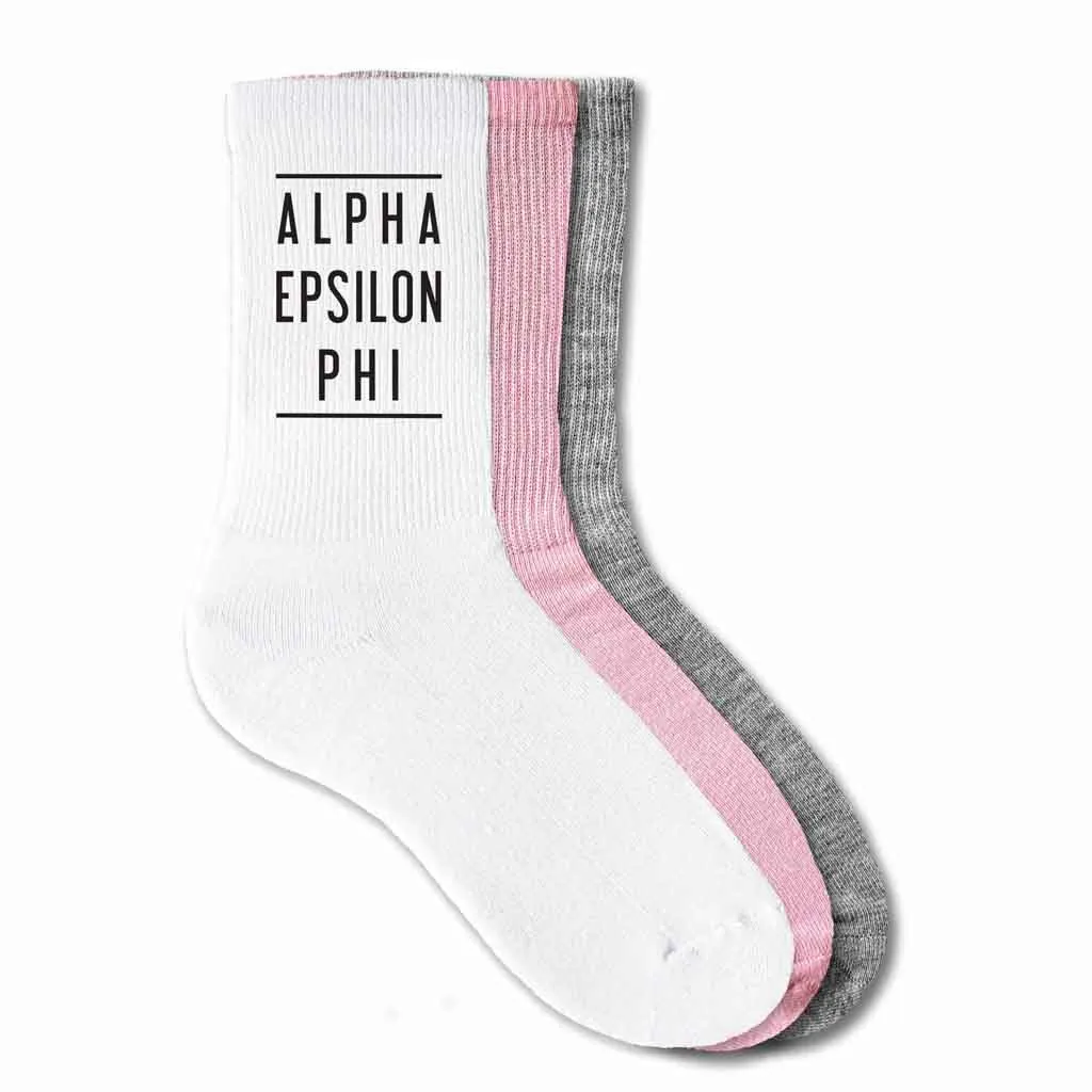 Alpha Epsilon Phi Sorority Crew Socks