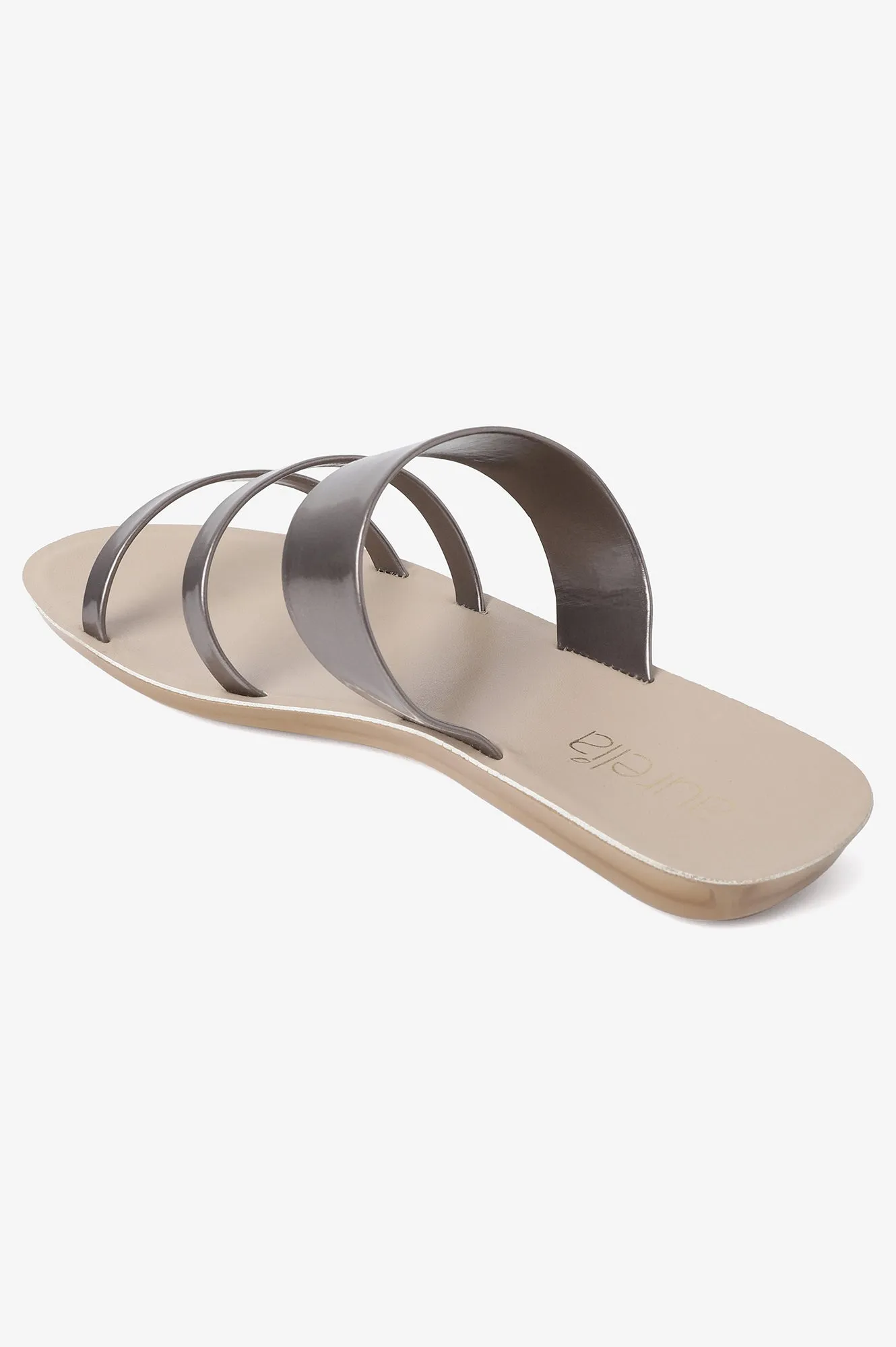 Aurelia Na Pewter Almond Toe Flat