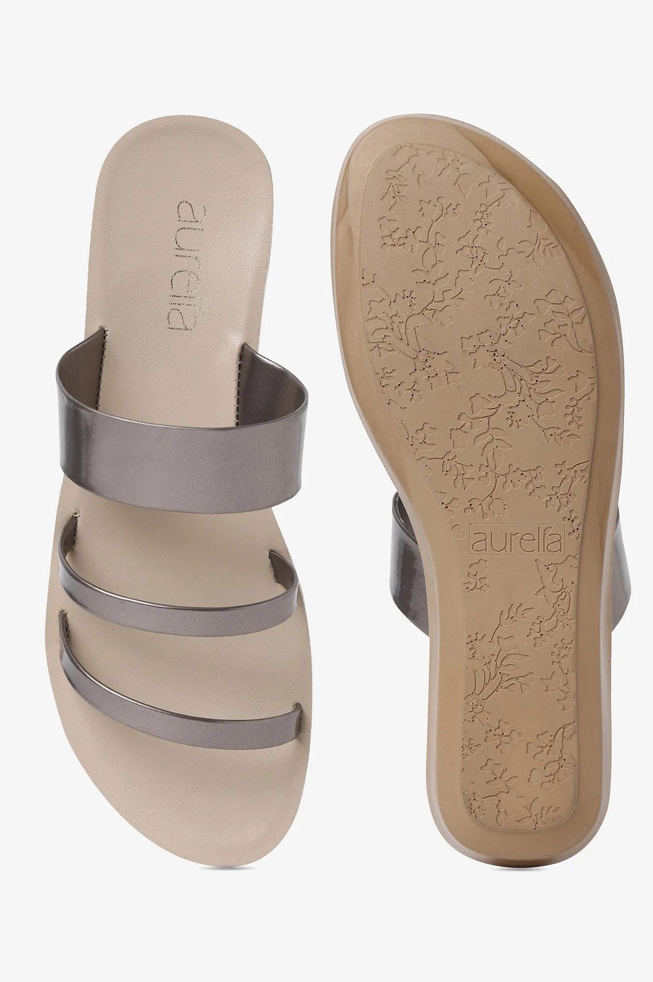 Aurelia Na Pewter Almond Toe Flat