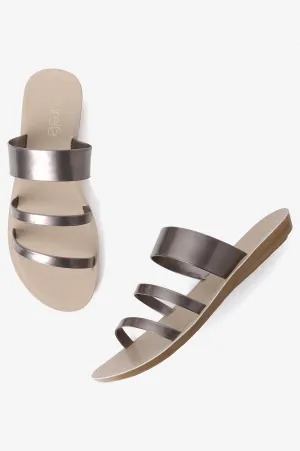 Aurelia Na Pewter Almond Toe Flat