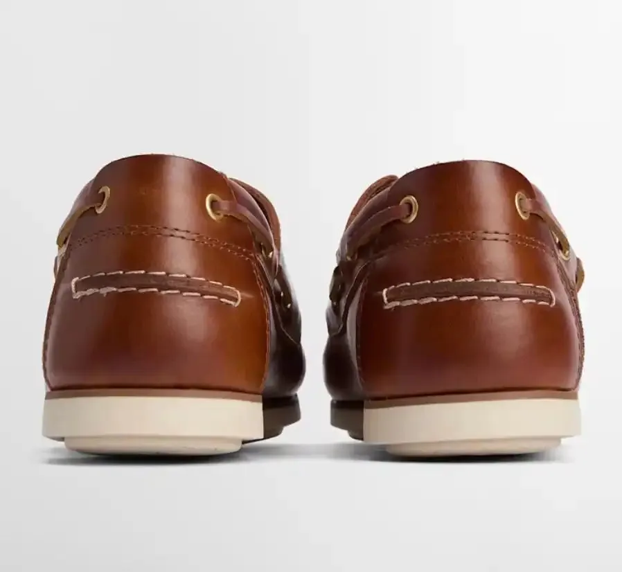 Barbour Mens Wake Boat Shoes Cognac