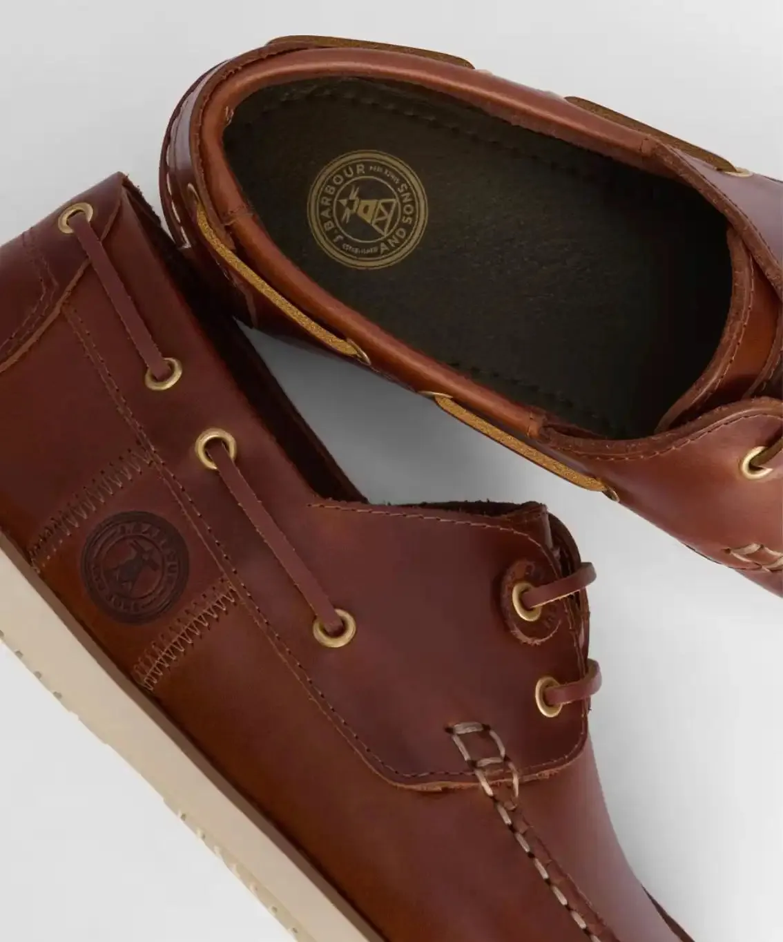 Barbour Mens Wake Boat Shoes Cognac
