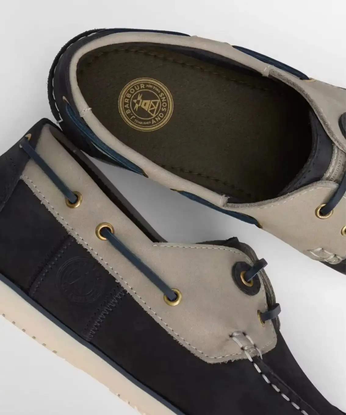 Barbour Mens Wake Boat Shoes Navy/Putty