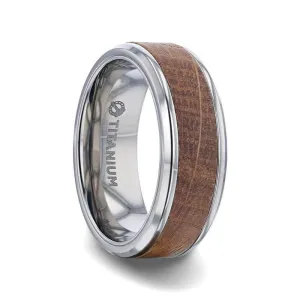 Beveled Titanium Ring Made From Genuine Whiskey Barrels Used By Jack Daniel's Distillery - 8mm