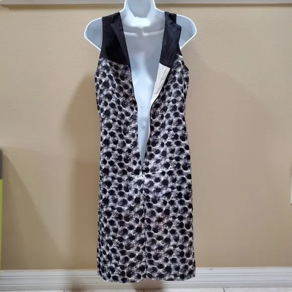 Boss Hugo Boss Dress Size 6 Black White Silk Sleeveless