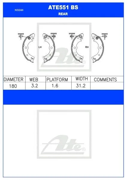 Brake Shoes Nissan Sabre,Nissan Sentra 140,160 Ate551Bs Ate