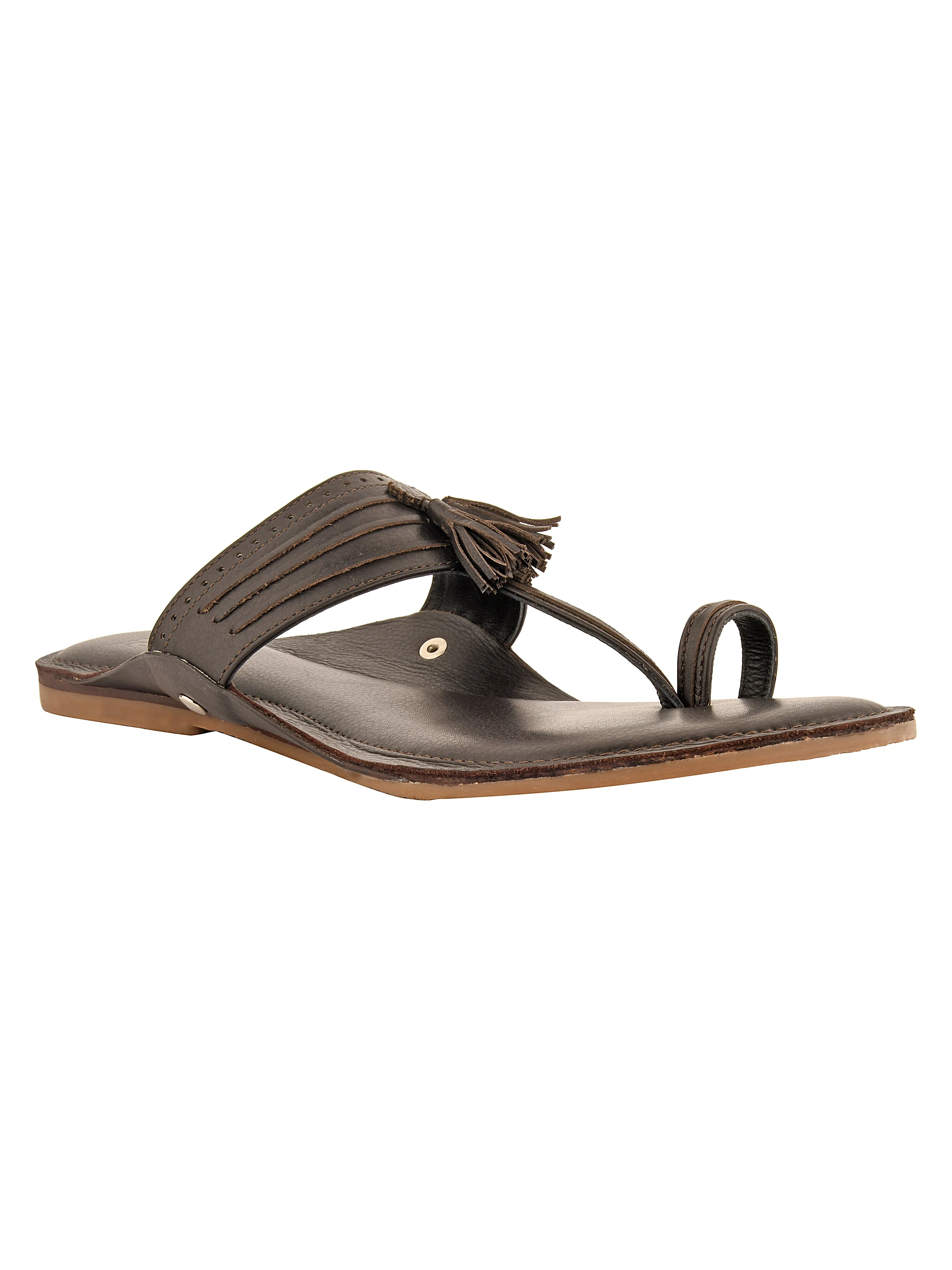 Brown Leather Kolhapuri Slippers For Men