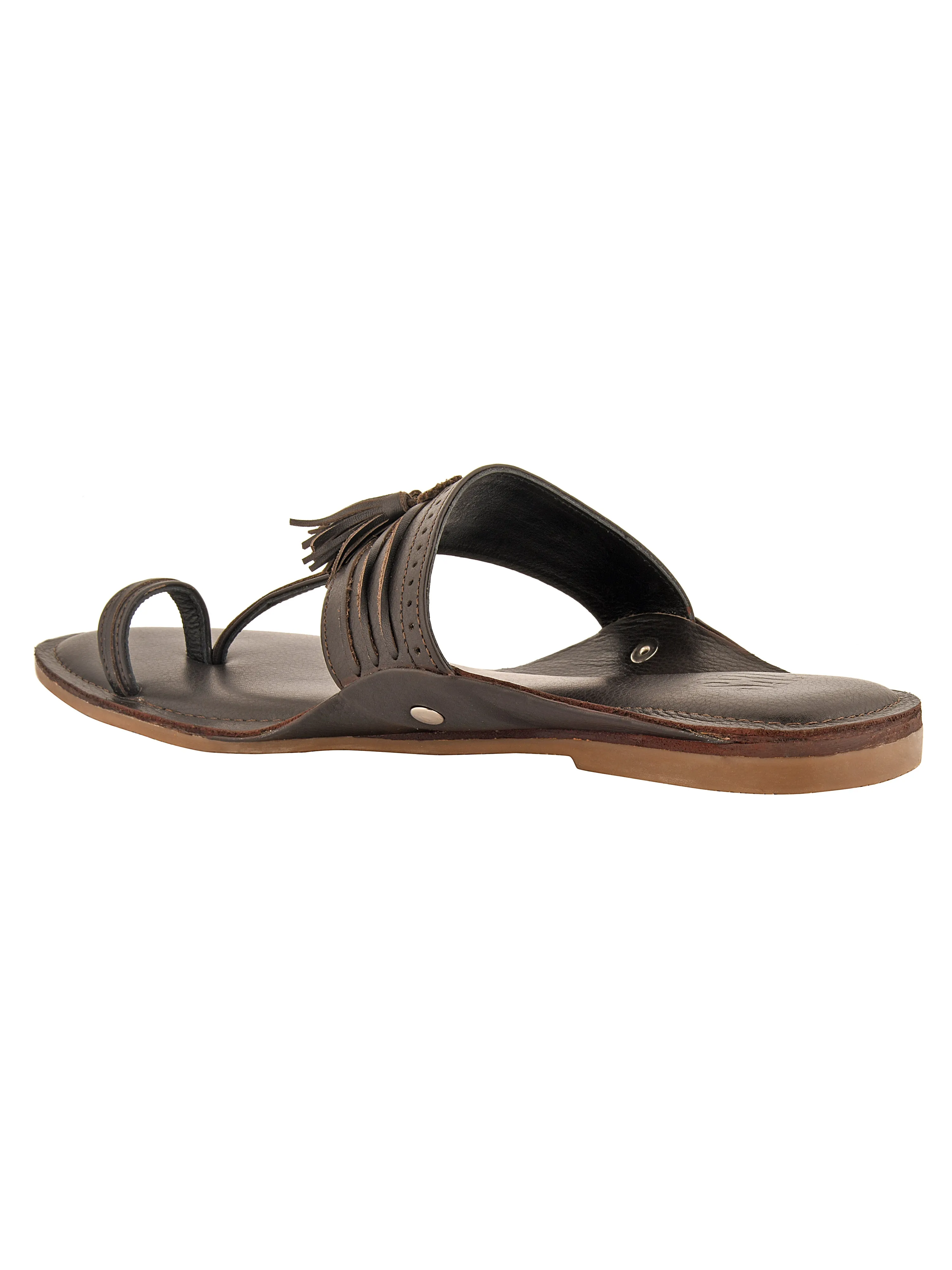 Brown Leather Kolhapuri Slippers For Men
