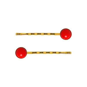 Cabochon Red Hair Slide Set