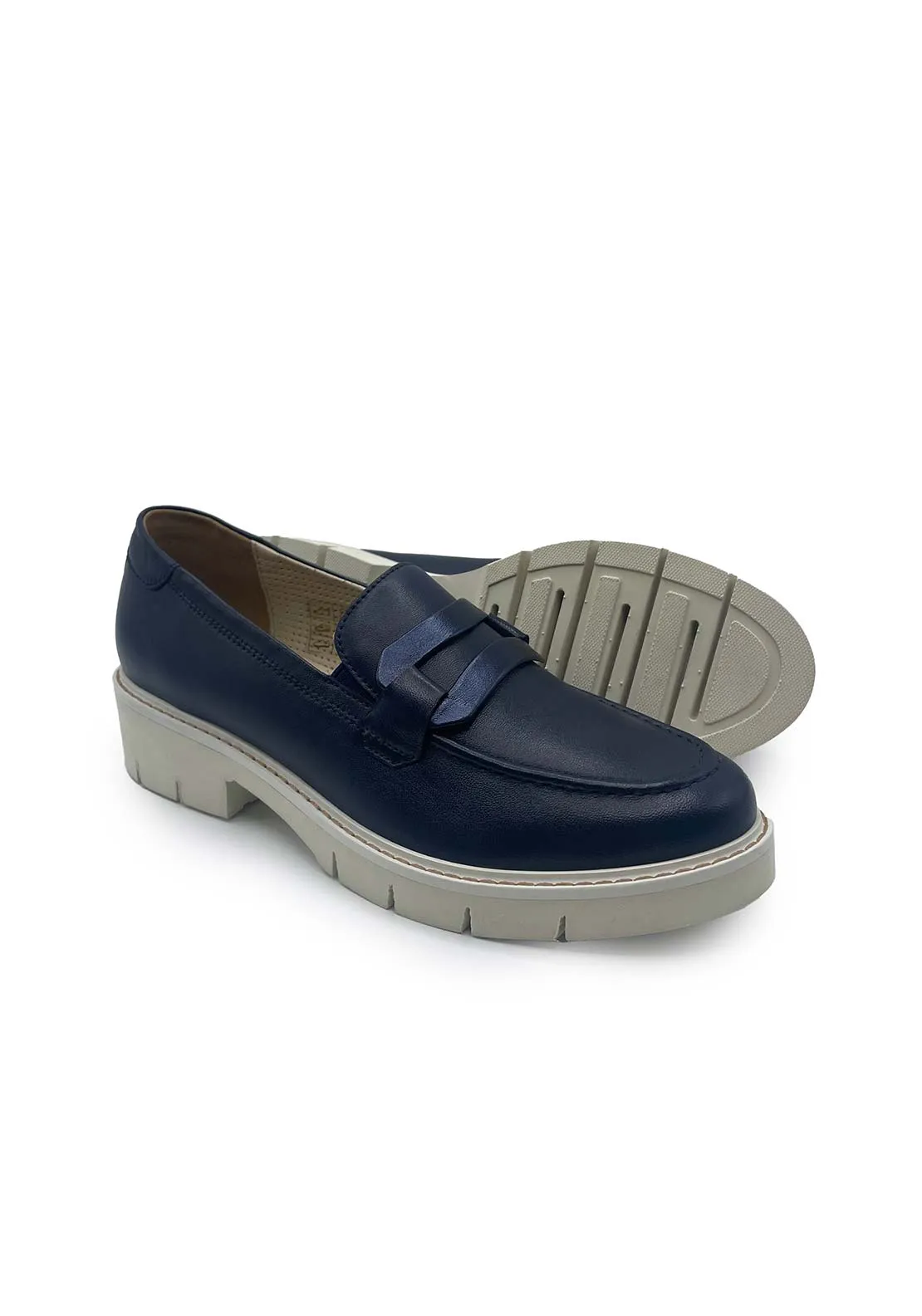 Callie Low Wedge Loafer - Navy