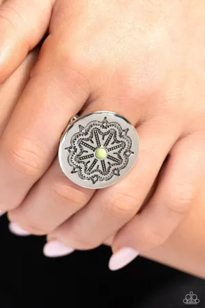 Carved Coachella - Green Ring  - Paparazzi Accessories