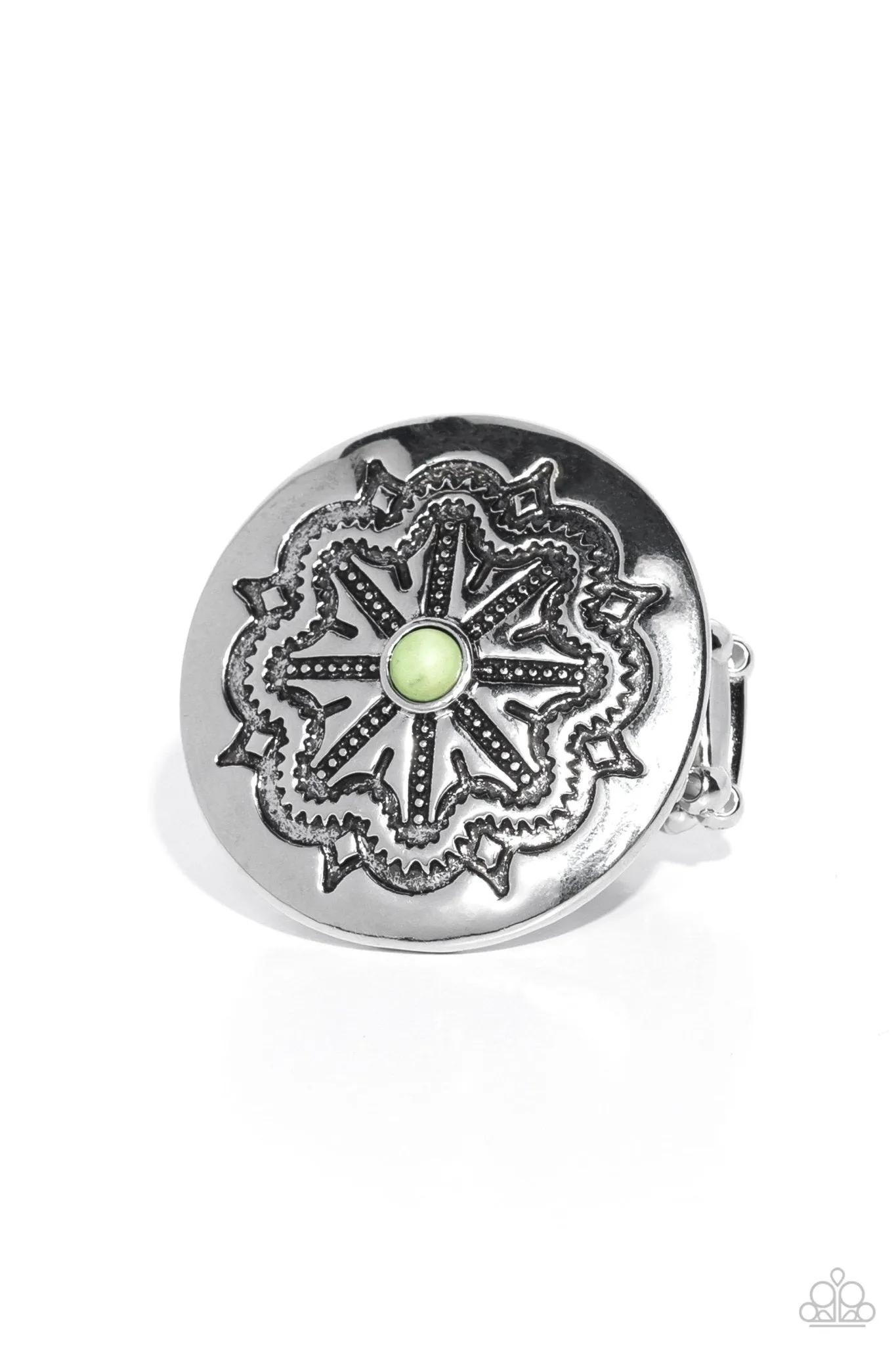 Carved Coachella - Green Ring  - Paparazzi Accessories