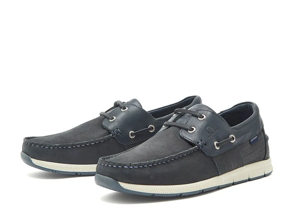 Chatham Nubuck & Leather Boat Shoes For Men - Brixham in Navy, 6-15