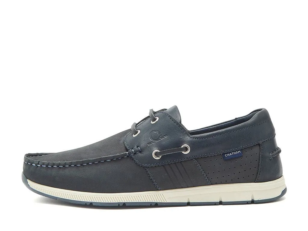 Chatham Nubuck & Leather Boat Shoes For Men - Brixham in Navy, 6-15