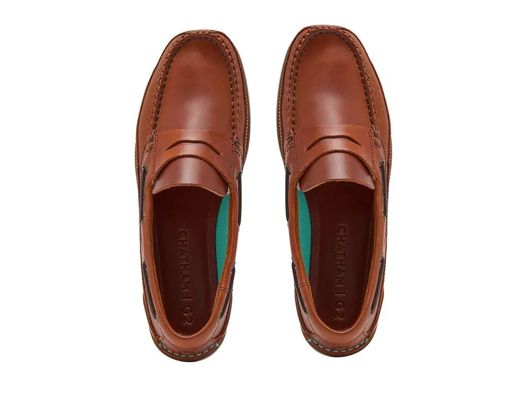 Chatham Slip on Leather Boat Shoes For Men - Gaff II G2 in Chestnut, 6-15