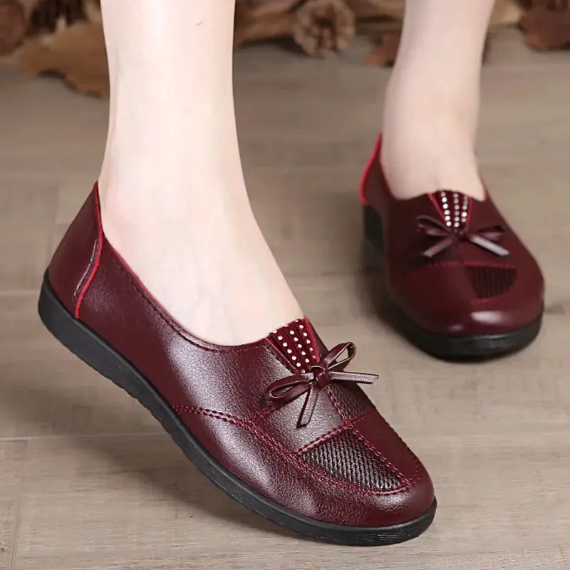 Cheap Shoes Women Leather Flats Female Flats Spring Shoes 2021 Classic Women's Loafers Casual Leather Shoes Mom Flats