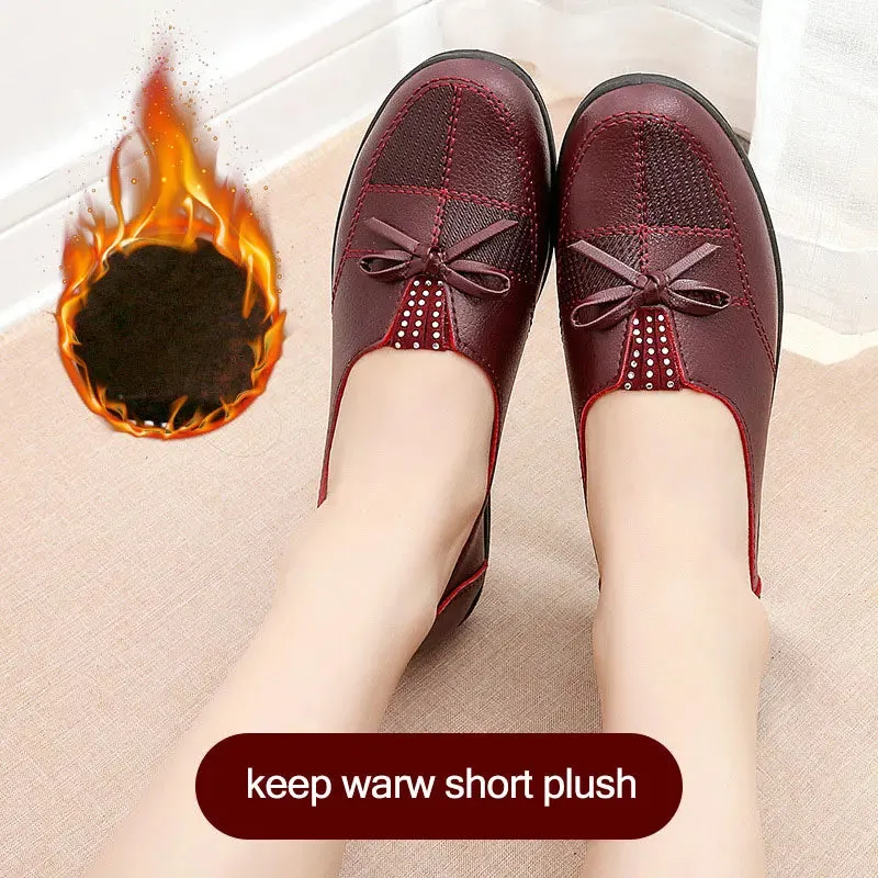 Cheap Shoes Women Leather Flats Female Flats Spring Shoes 2021 Classic Women's Loafers Casual Leather Shoes Mom Flats