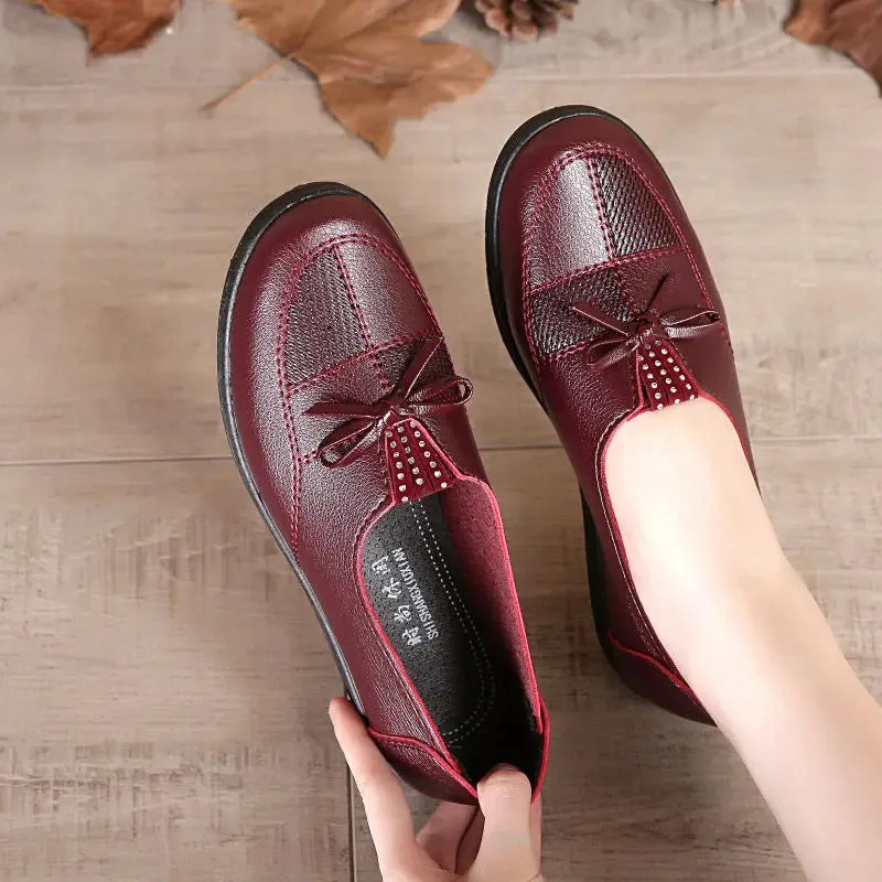 Cheap Shoes Women Leather Flats Female Flats Spring Shoes 2021 Classic Women's Loafers Casual Leather Shoes Mom Flats
