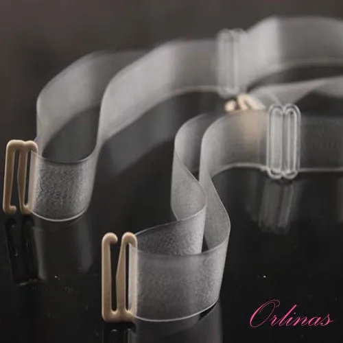 Clear Bra Straps, multiple width, pack of two, frosted and transparent