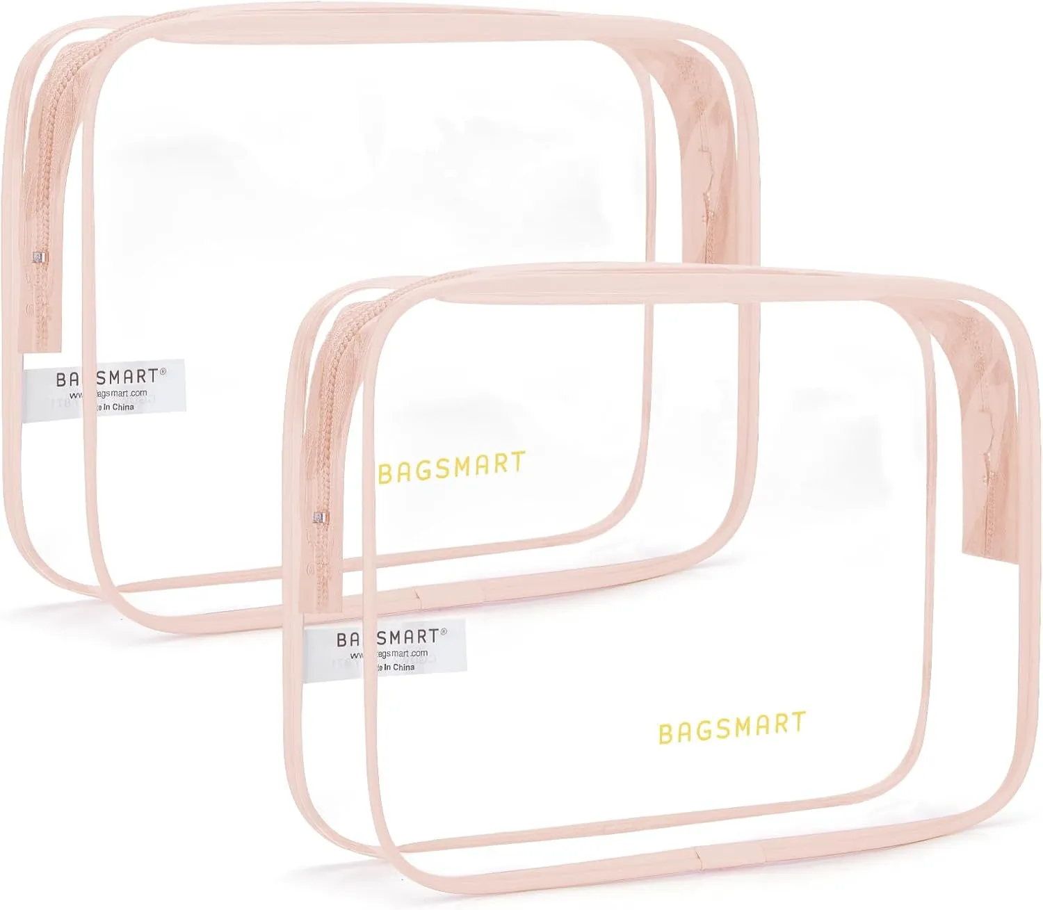 Clear Toiletry Bag, 2 Pack TSA Approved Travel Toiletry Bag Carry on Travel Accessories Bag Airport Airline Quart Size Bags Water Repellent Makeup Cosmetic Bag for Women (Black-2Pcs)